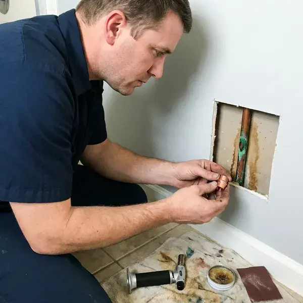 CKN Plumbing technician providing copper pipe leak repair in Anchorage, AK