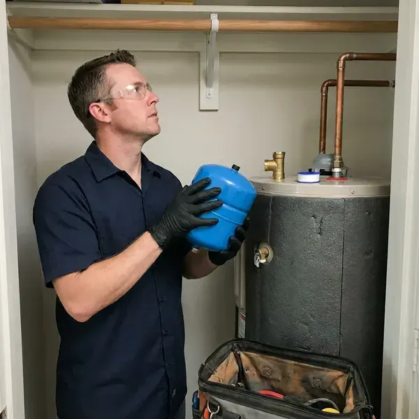 CKN Plumbing technician providing water heater expansion tank installation in Anchorage, AK